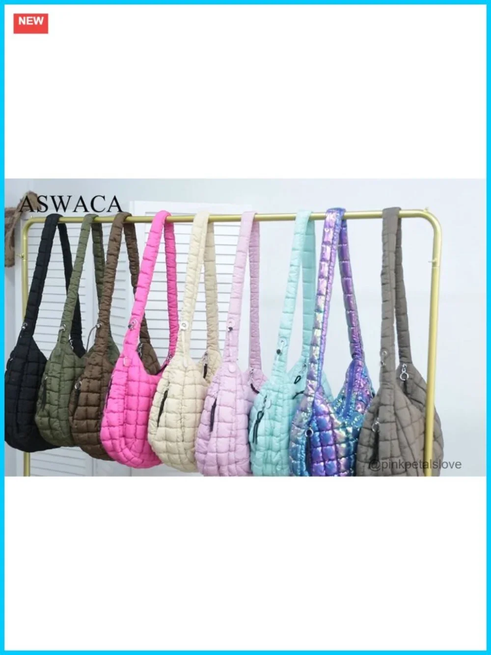 Quilted Nylon Puffer Tote Bag Crossbody Hobo Large Shoulder Bag